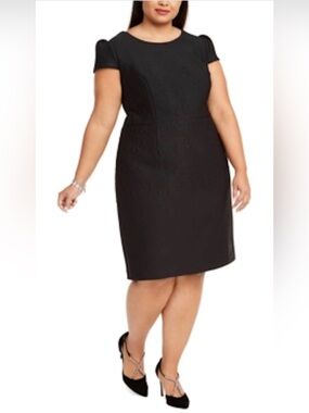 Betsey Johnson Black Short Sleeve Midi Sheath Dress